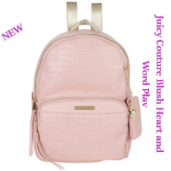 Juicy Couture Blush Heart and Word Play Soft Leather Backpack Set Pink NWT/NEW
